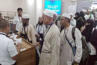 ৪১৮ হজযাত্রী নিয়ে সিলেট থেকে মদিনার পথে প্রথম ফ্লাইট